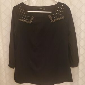 Black Beaded Women's Blouse